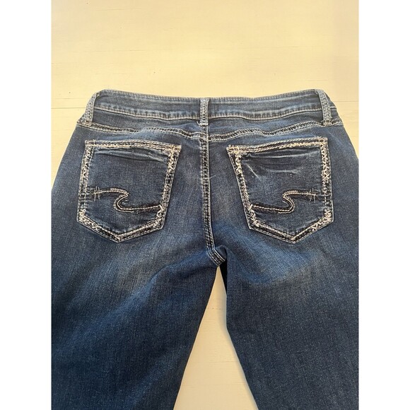 Silver Suki Straight Leg Jeans‎ Woman’s Size 31 Dark Wash Faded Whiskers - Picture 3 of 6